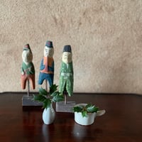 韓国の木彫りの人形 ナウリと二人組 ヴィンテージ