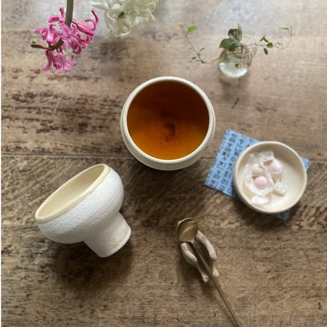 hapun pottery/フリーボウル ナチュラル 変形シリーズS