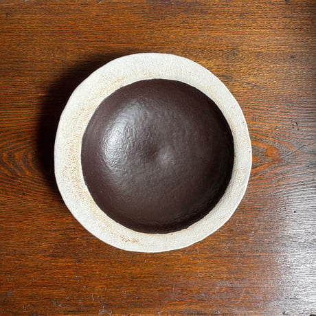 hapun pottery/パスタ・カレー皿  黒とオフホワイト変形シリーズ