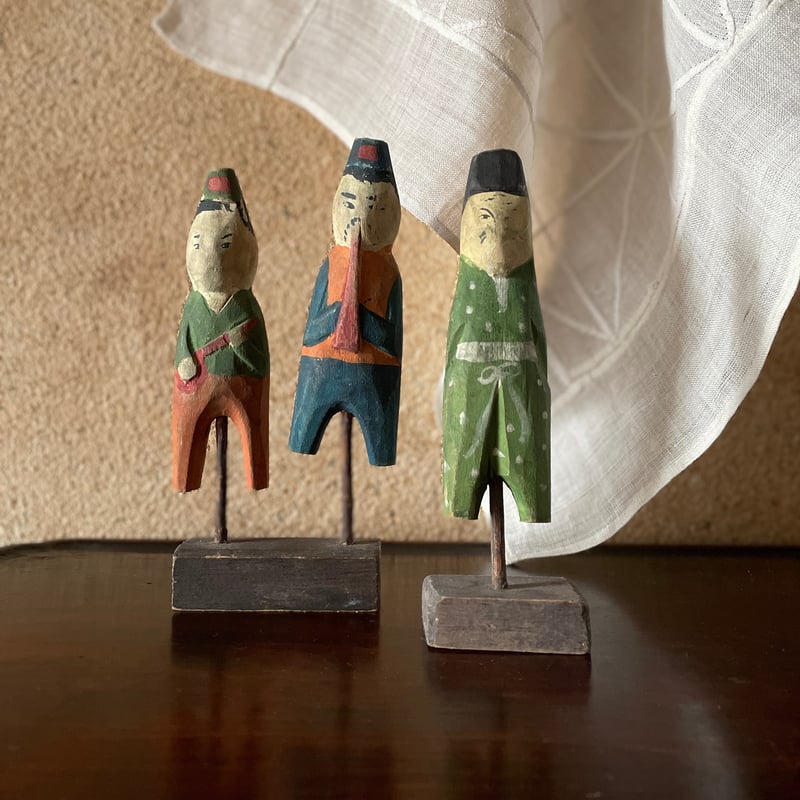 韓国の木彫りの人形 ナウリと二人組 ヴィンテージ | hapun