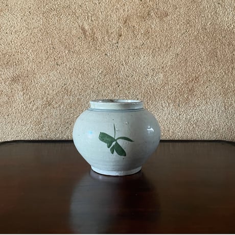 韓国の古い花壺 花蟹模様 青蟹