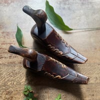 韓国の木彫りの鳥ペア ヴィンテージ 羽