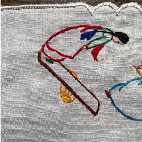 韓国の民画手刺繍ハンカチ ヴィンテージ