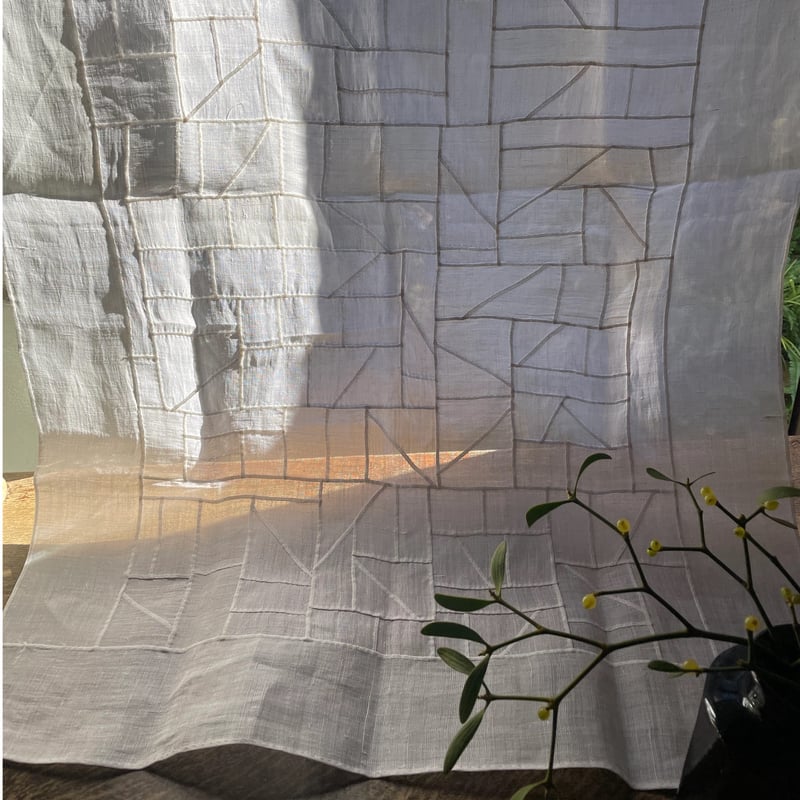 カリゲ 縦長 現行品 ポジャギ モシ 麻 韓国 工芸 白 李朝 新しい縦長の