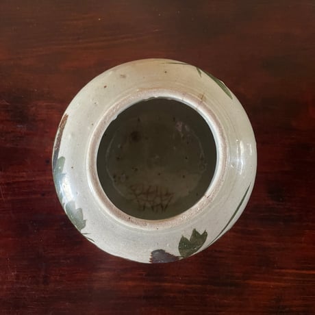 韓国の古い花壺 花蟹模様 茶蟹