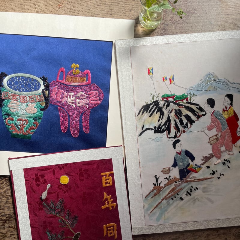 韓国の刺繍民画/凧上げ/ヴィンテージ | hapun