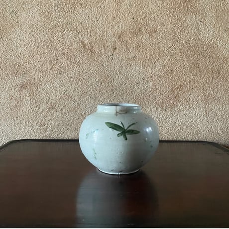 韓国の古い花壺 花蟹模様 茶蟹