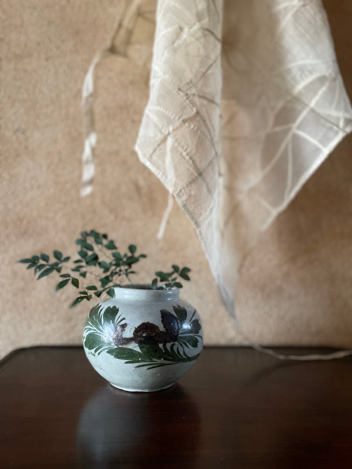 韓国の古い花壺 花蟹模様 茶蟹 | hapun