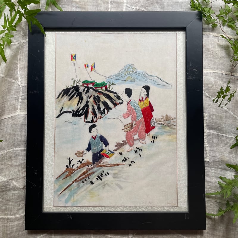 韓国の刺繍民画/凧上げ/ヴィンテージ | hapun