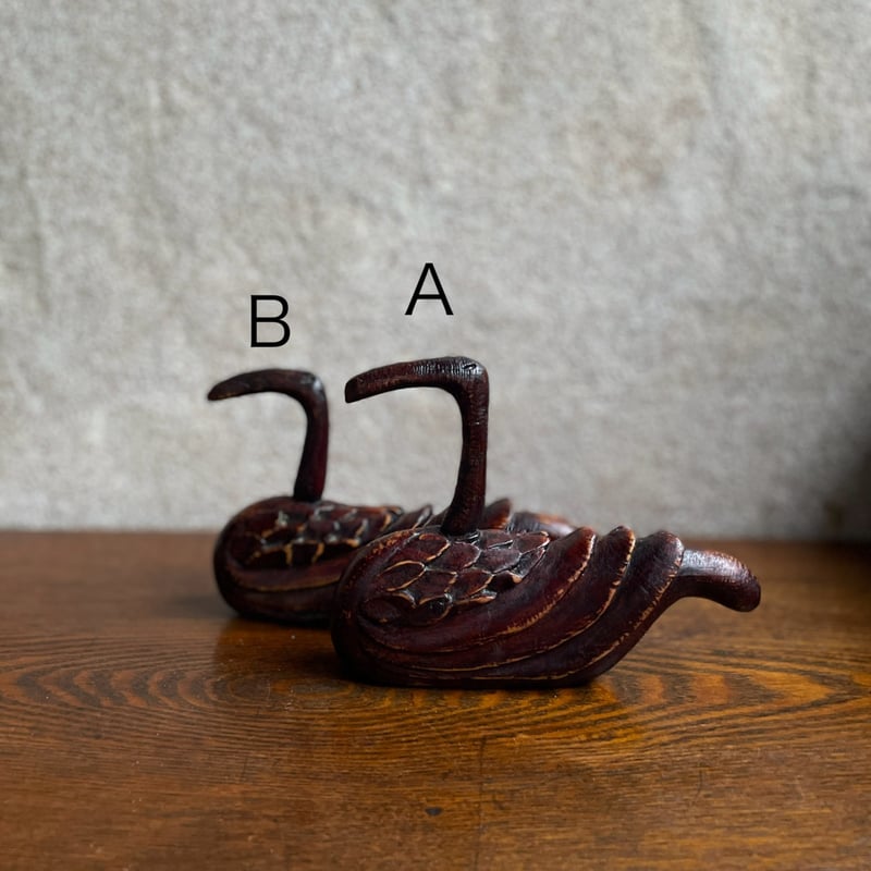 木彫りの鳥 ウグイスの囀り 鳥 置物 木製