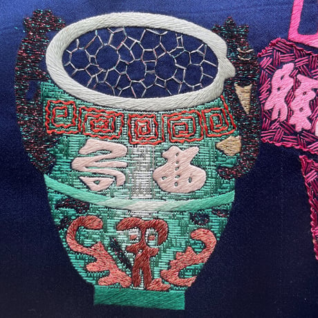 韓国の刺繍民画/香炉/ヴィンテージ