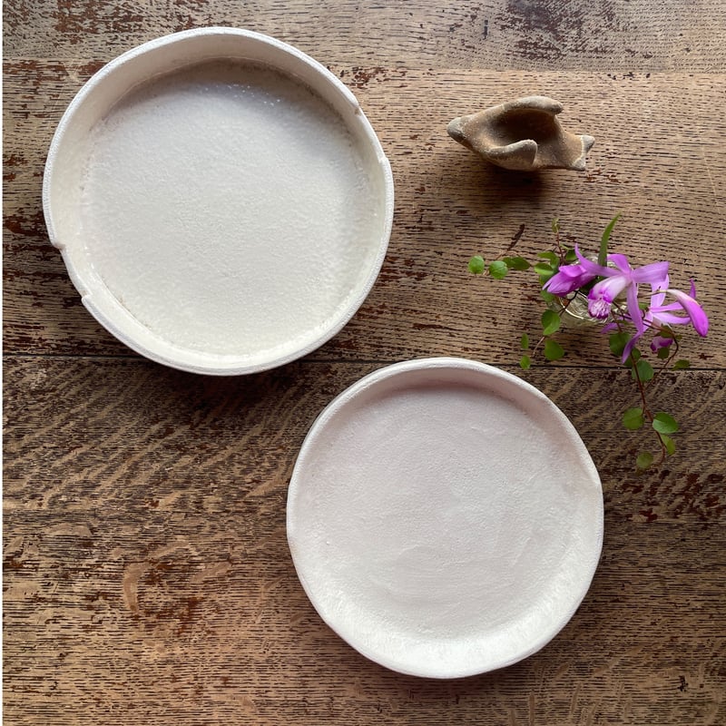 【新品未使用】粉引ソギ高台小皿10客 新品未使用】粉引ソギ高台小皿10客