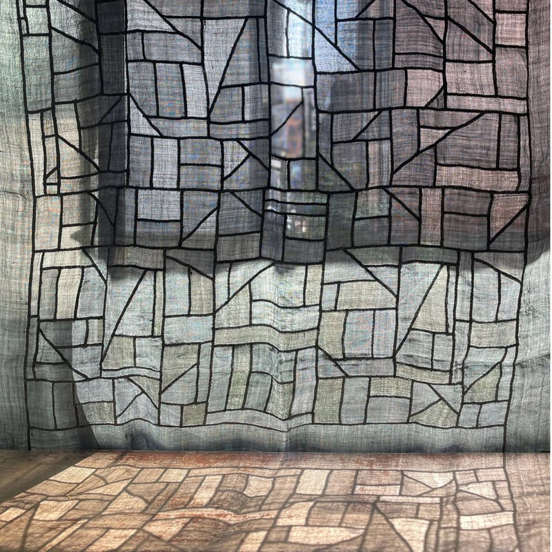 ダークグレーのツートーンのポジャギ アンティーク | hapun