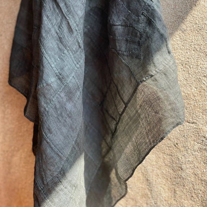 ダークグレーのポジャギ アンティーク生地 | hapun