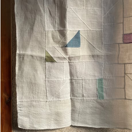 正方形のアンティーク生地のポジャギ カラー