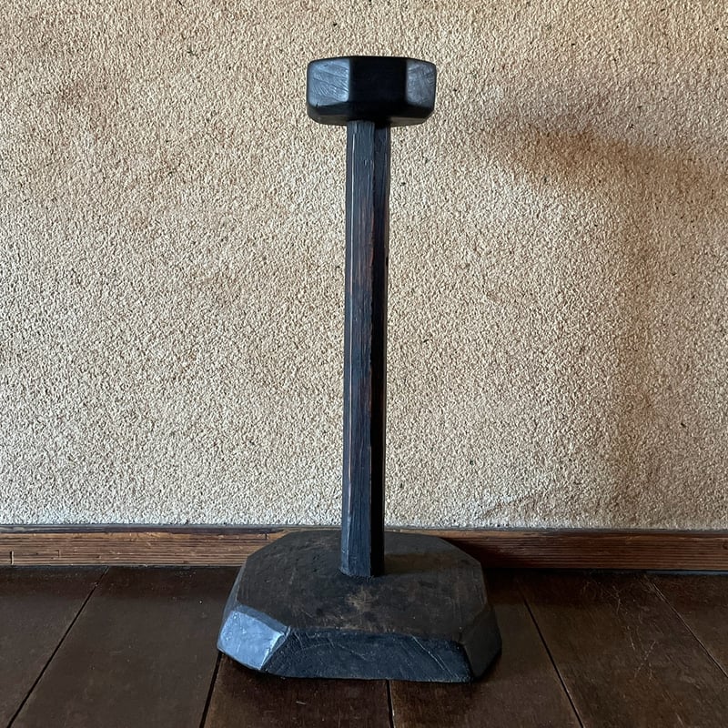 木目美しい趣ある燭台 約74cm ２台　天然木　antiques　9/7（日）迄 木目美しい趣ある燭台 約74cm 2台 天然木 antiques