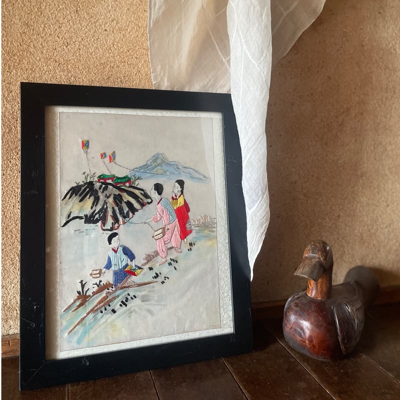 韓国の刺繍民画/凧上げ/ヴィンテージ | hapun