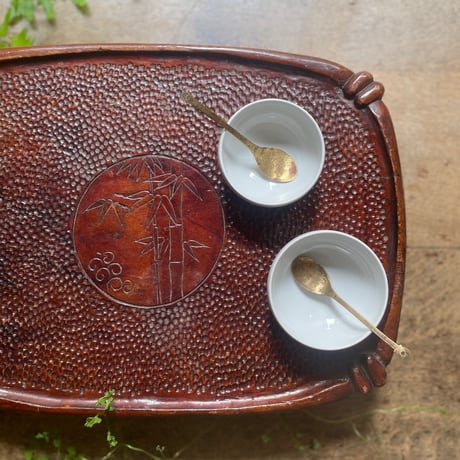木彫りの竹模様の膳 ヴィンテージ