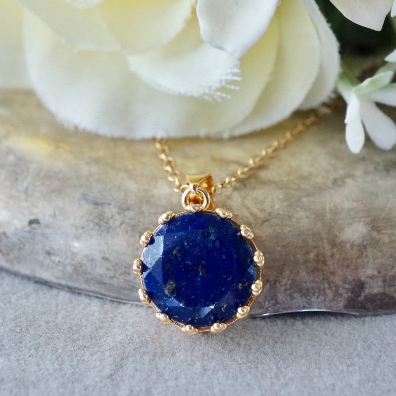 Handmade】ラピスラズリ クラウンモチーフ ペンダントトップ 18k 