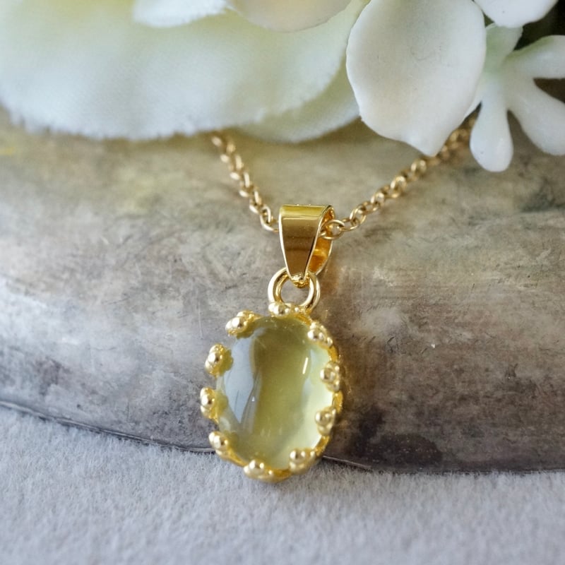 Handmade】イエロープレナイト クラウンモチーフ ペンダントトップ 18k
