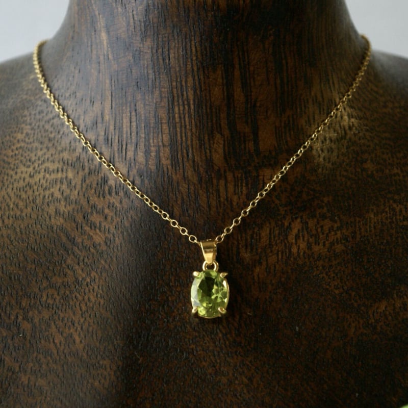 Handmade】ペリドット ペンダントトップ 18kゴールドプレーテド