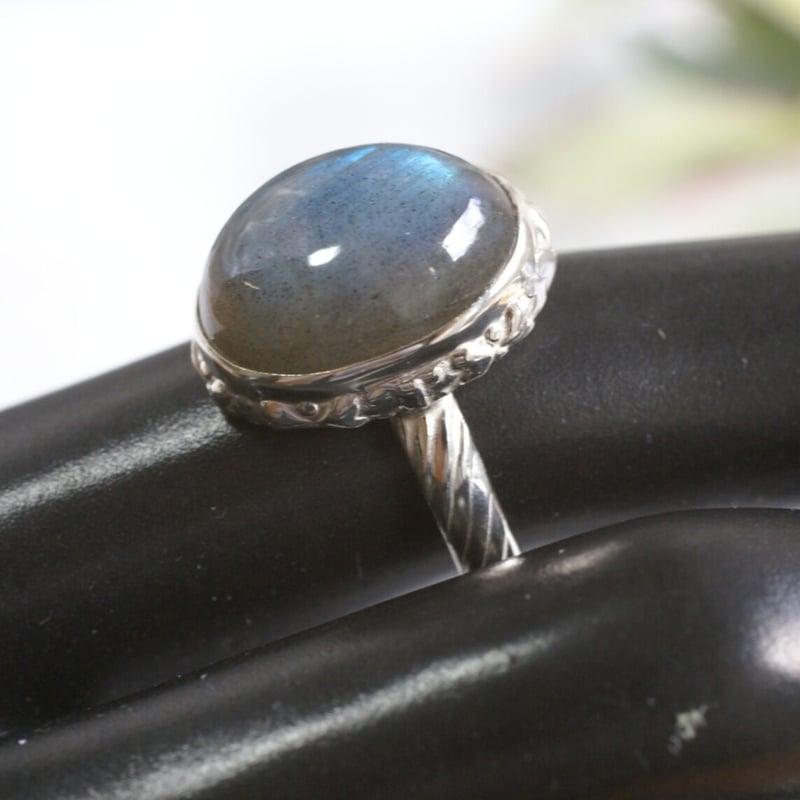 ラブラドライト シルバー925リング ラブラドライト 鉱物原石 14kgf / シルバー925 リング 指輪 【石