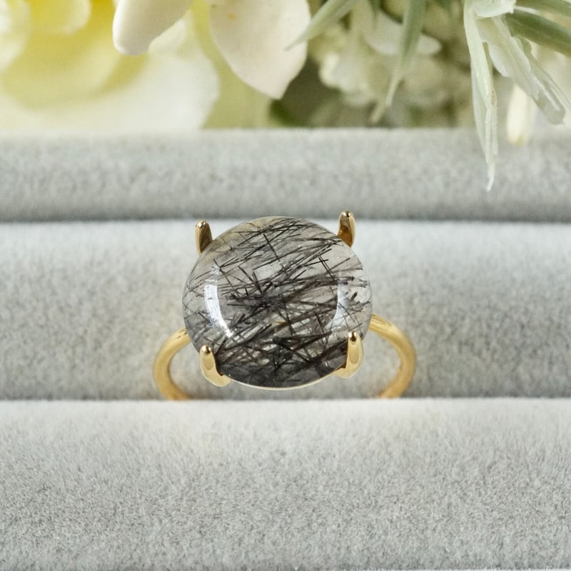 シルバー ブラックルチルクォーツ ハンドメイド リング 受注制作】ブラックルチルクォーツ 7号〜フリーサイズリング