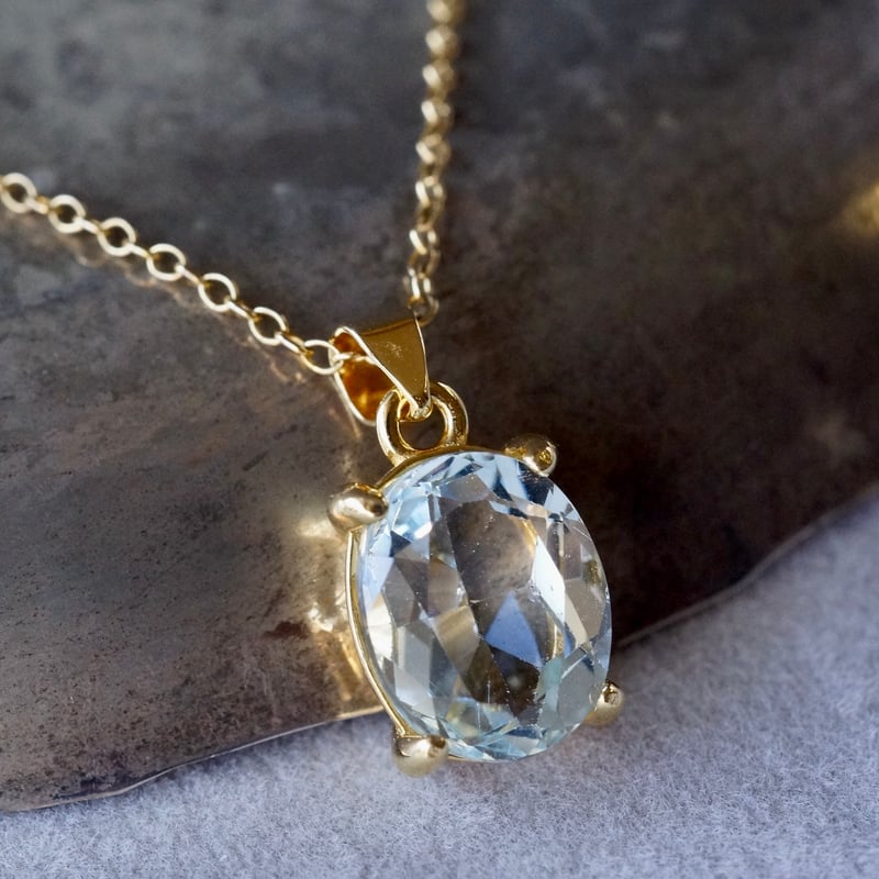 Handmade】アクアマリン ペンダントトップ 18kゴールドプレーテド