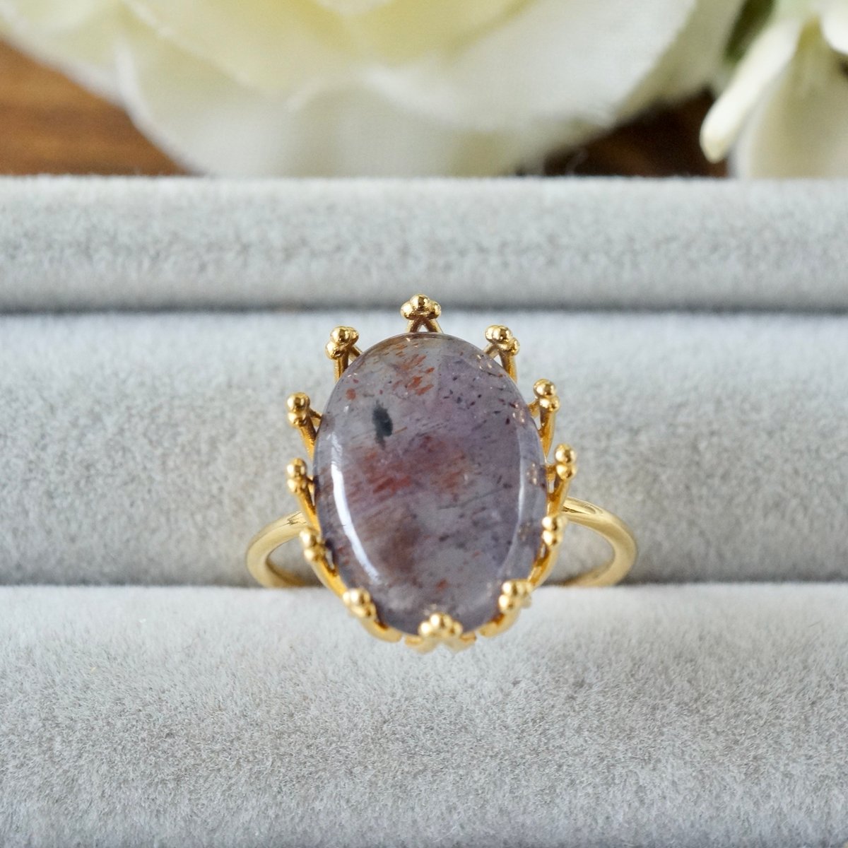 受注制作】△アイオライトサンストーン 7号〜フリーサイズリング