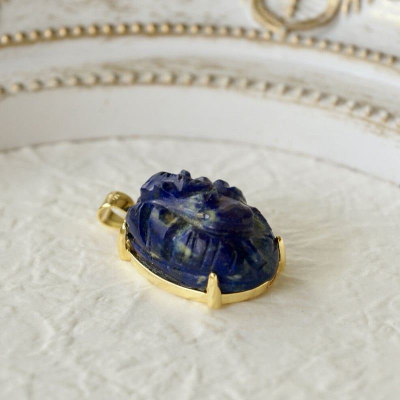 Handmade】ラピスラズリ ガネーシャ ペンダントトップ 18k
