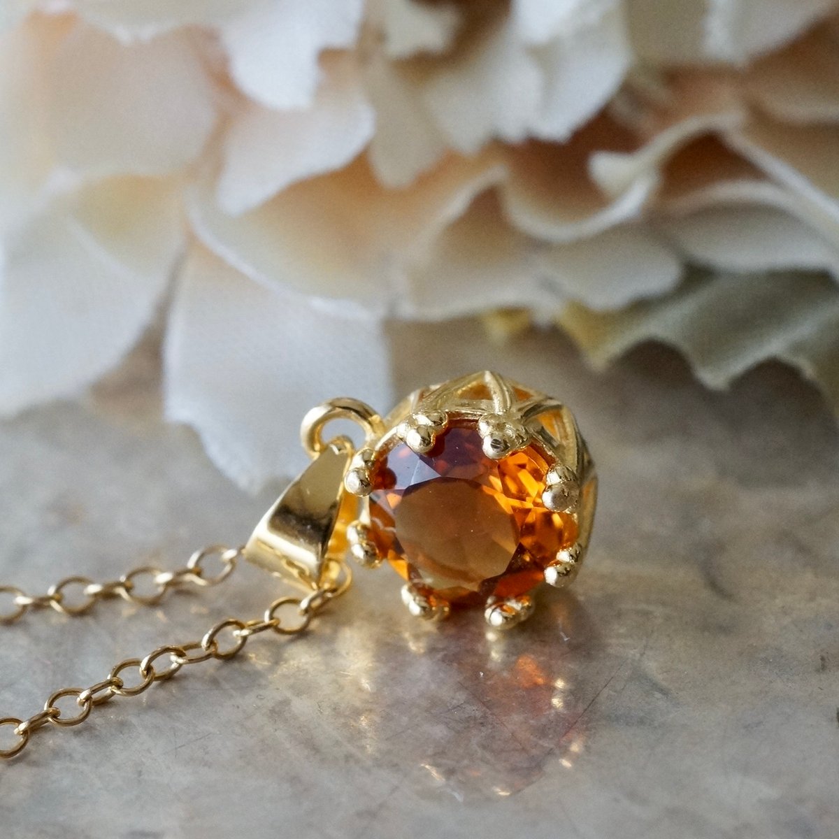 Handmade】マデイラシトリン クラウンモチーフ ペンダントトップ