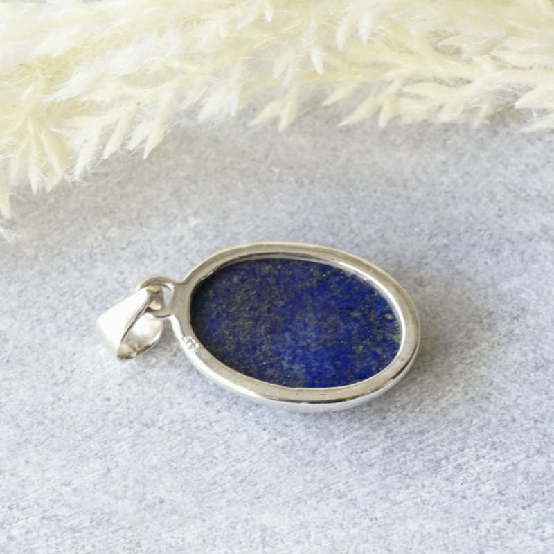 ブルー ラピスラズリ オーバルシェイプ ペンダントトップ シルバー925