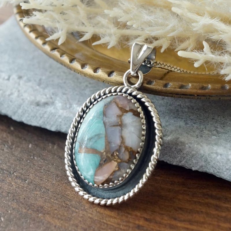 ピンクオパールコッパーアマゾナイト ペンダントトップ シルバー