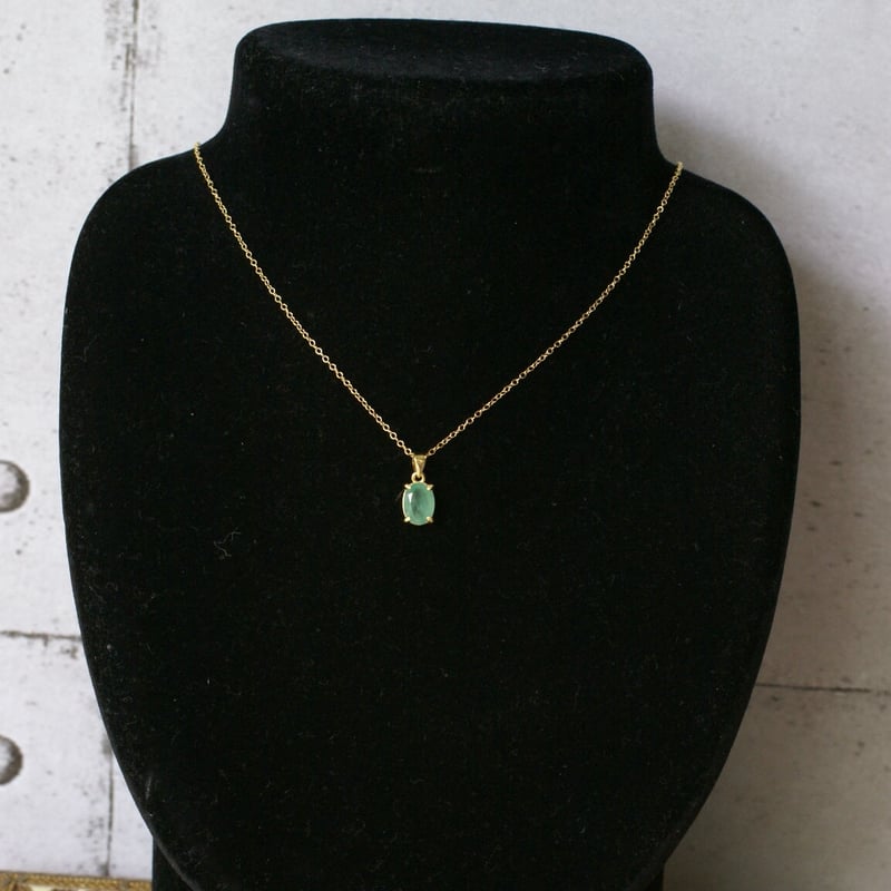 Handmade】グリーン エメラルド ペンダントトップ 18kゴールドプレー