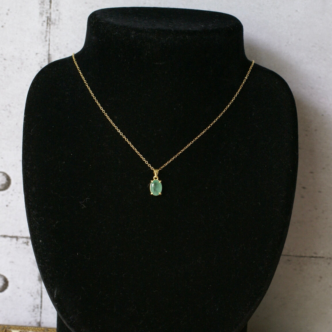 Handmade】グリーン エメラルド ペンダントトップ 18kゴールドプレー