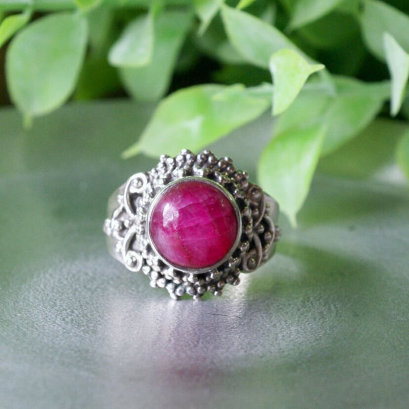 レッド ルビー エスニックリング シルバー925 12号（sv-393） | Ratna g