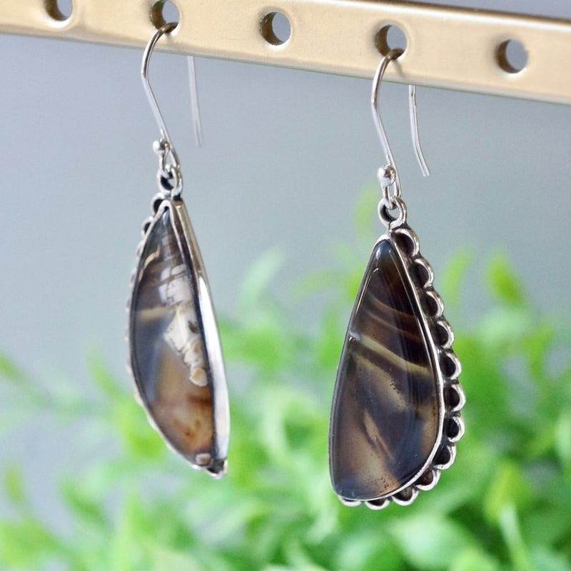 ○ブラウン アゲート クラシカルピアス シルバー925 （sv-161