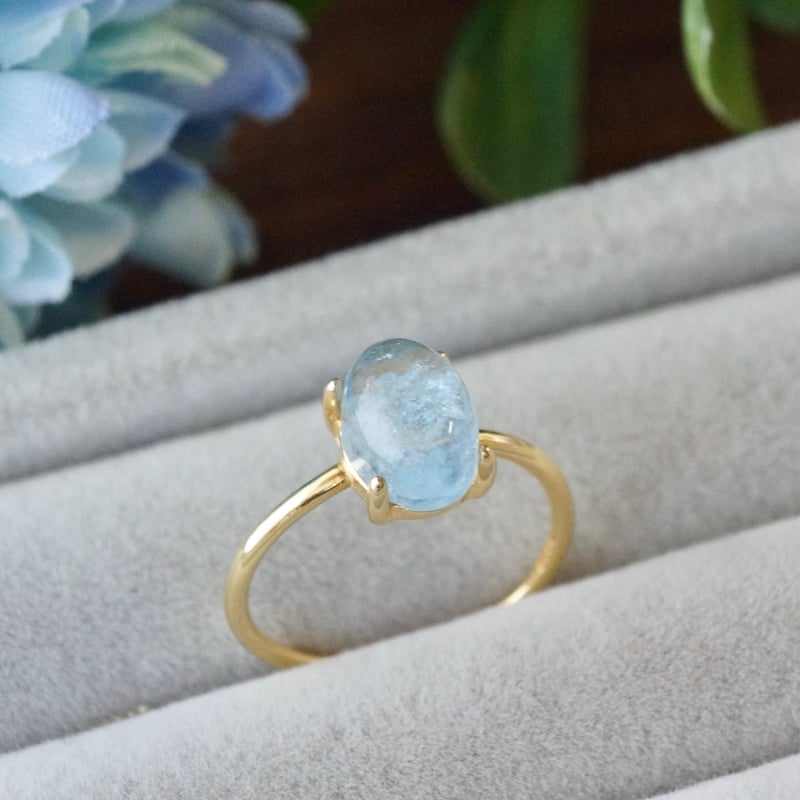 agete シンプルリング アクアマリン　美品　水色 agete シンプルリング アクアマリン 美品 水色 3月誕生石