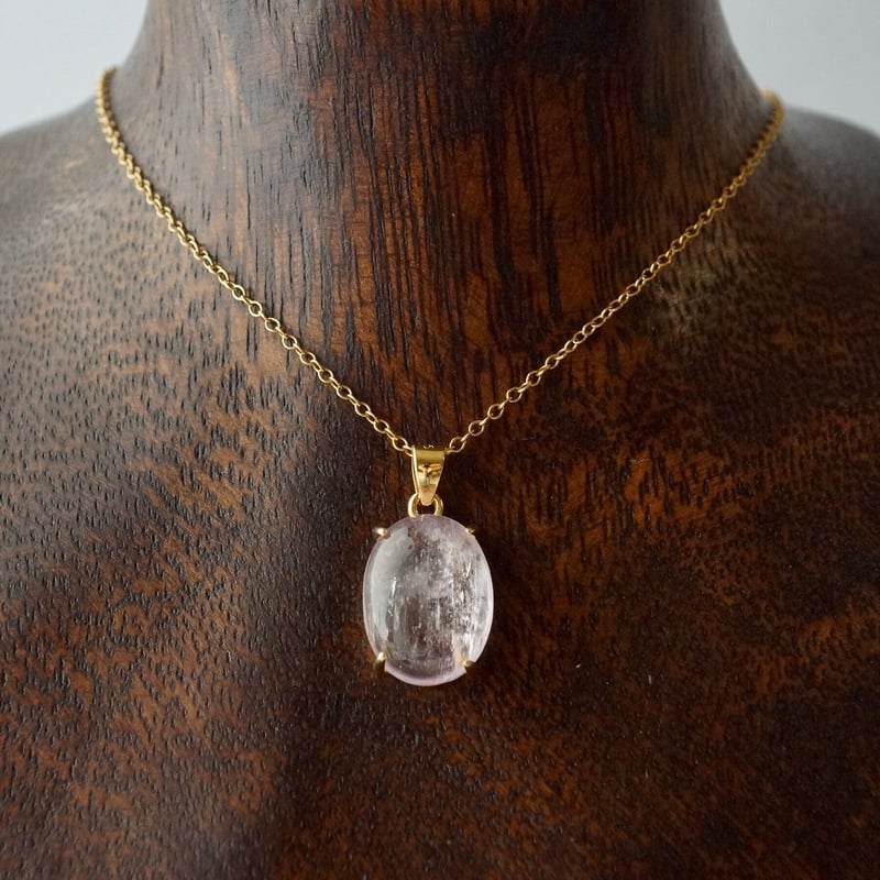 Handmade】ピンク クンツァイト ペンダントトップ 18kゴールドプレー