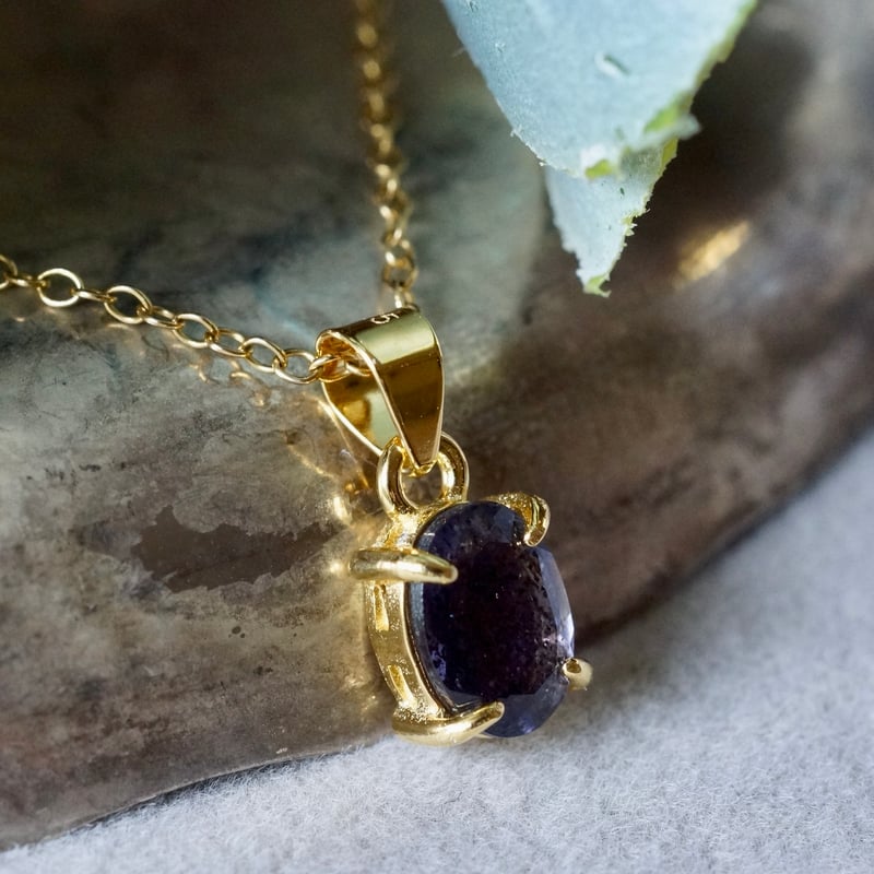 Handmade】アイオライトサンストーン ペンダントトップ 18kゴールド