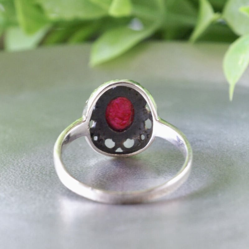 レッド ルビー エスニックリング シルバー925 約15.5号（sv-717