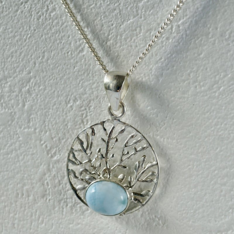 ブルー ラリマー ペンダントトップ ツリー・オブ・ライフ（生命の樹