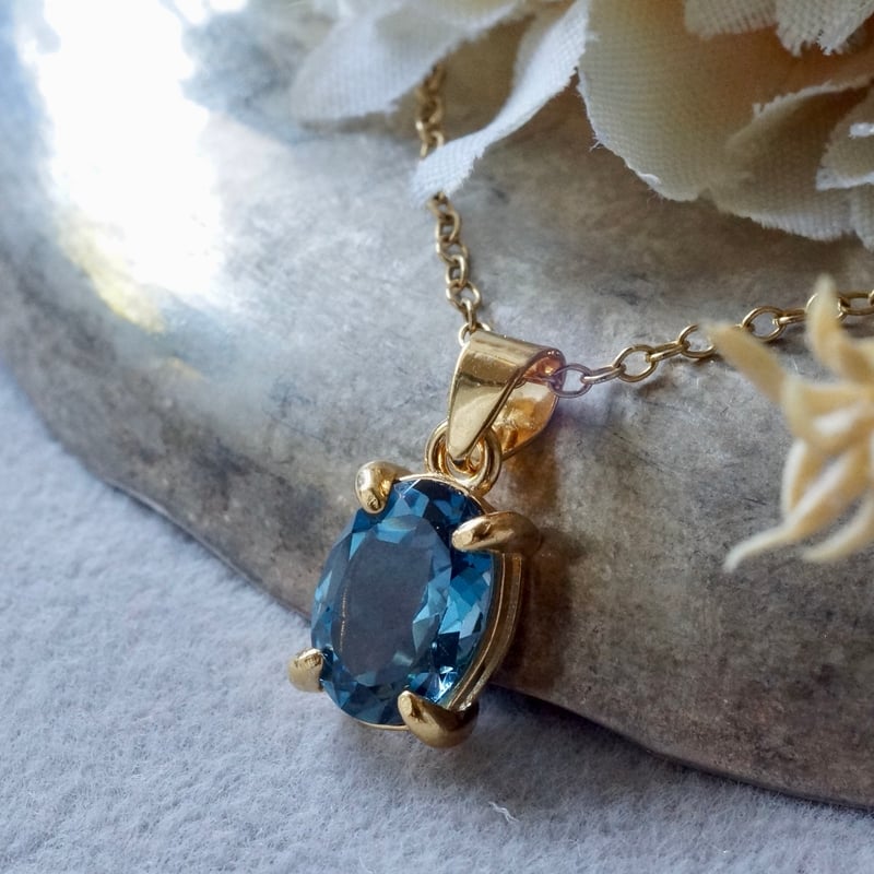 Handmade】ロンドンブルートパーズ ペンダントトップ 18kゴールド