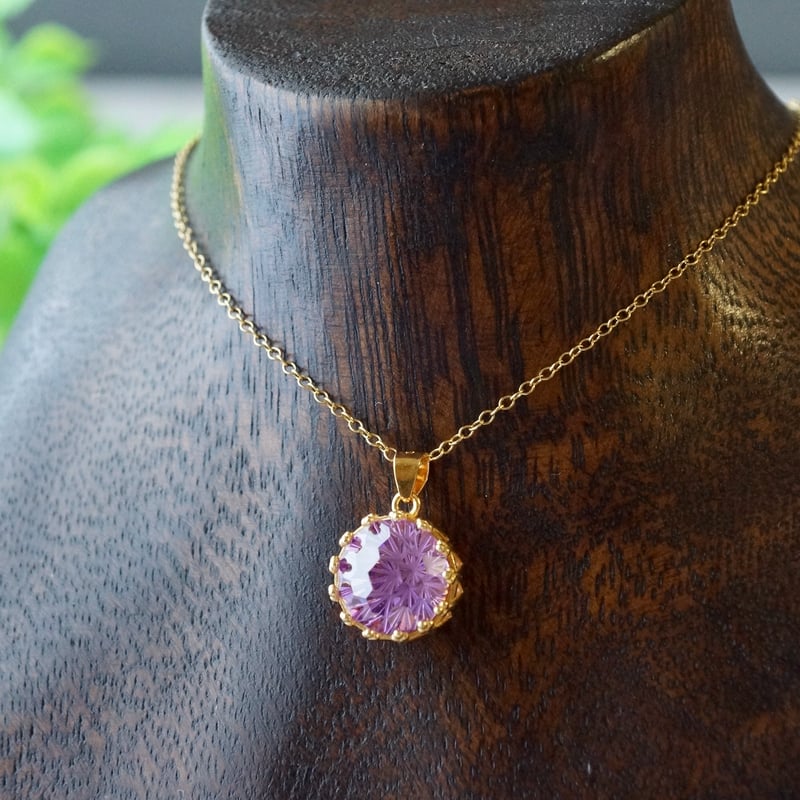 Handmade】パープル キュービックジルコニア 花火カット クラウン