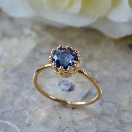 【Handmade】カラーチェンジフローライト　クラウンモチーフ　7号〜フリーサイズリング　18kゴールドプレーテド　シルバー925　6mm