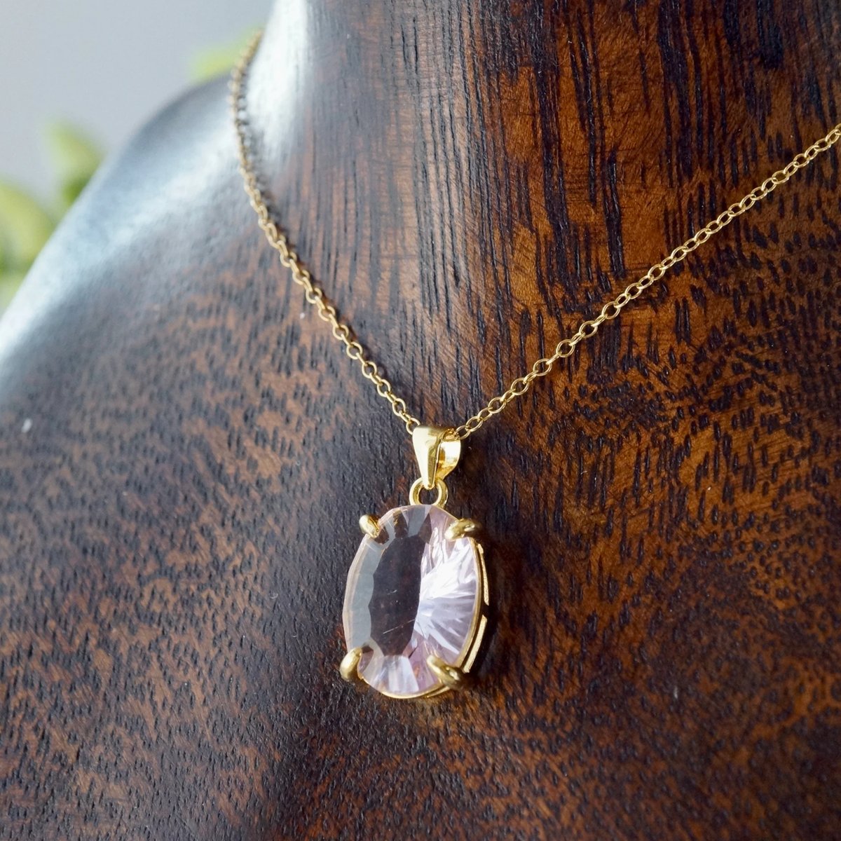 Handmade】ピンクアメジスト コンケーブカット ペンダントトップ 18k 