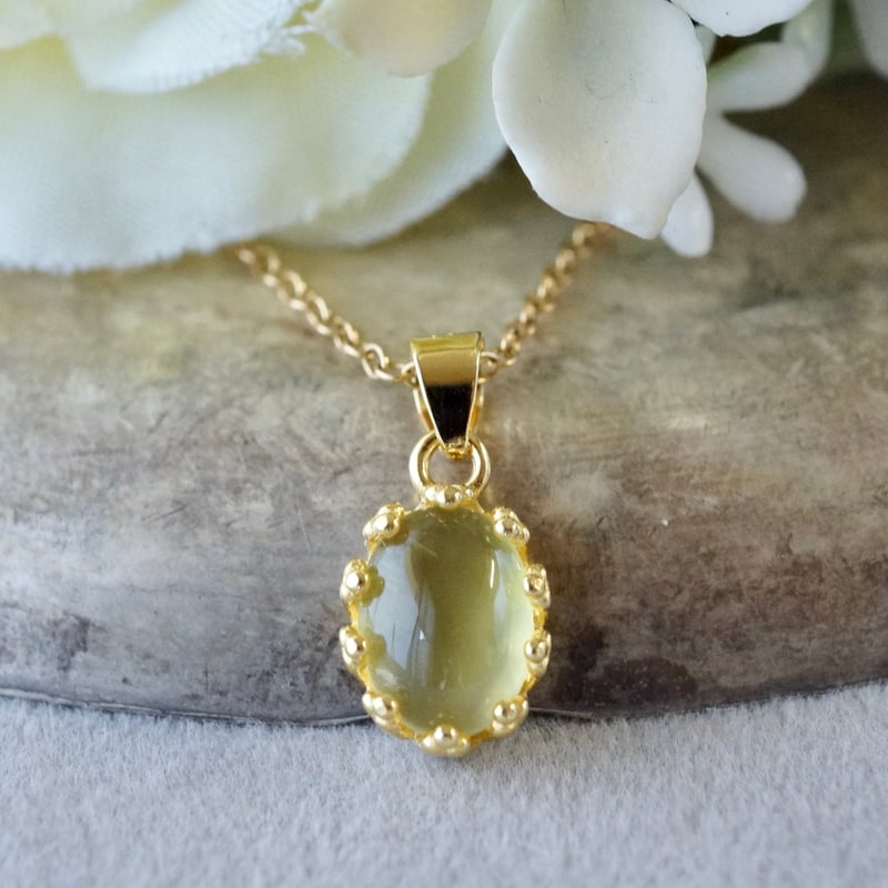 Handmade】イエロープレナイト クラウンモチーフ ペンダントトップ 18k