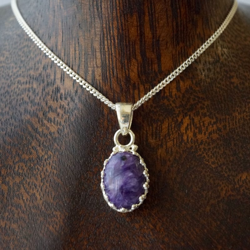 パープル チャロアイト クラウンペンダントトップ シルバー925（sv-555