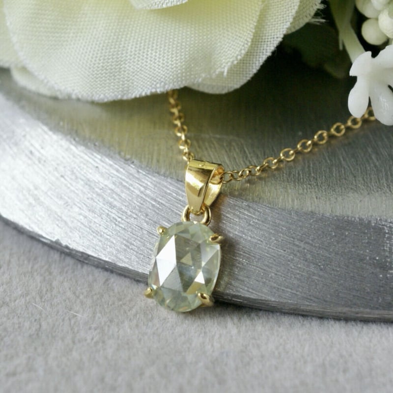Handmade】合成モアッサナイト ローズカット ペンダントトップ 18k 