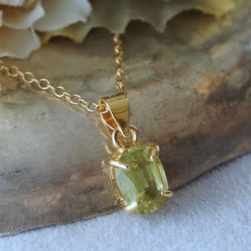 Handmade】イエローグリーン スフェーン ペンダントトップ 18kゴールド